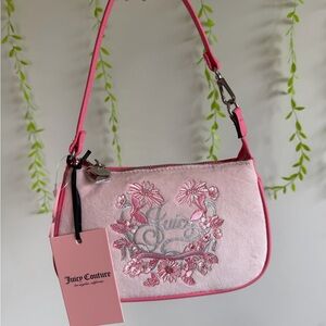 Juicy Couture Light Pink Mini Shoulder Bag with Hot Pink Trim